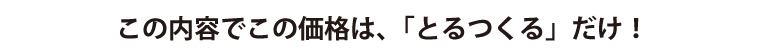 この内容でこの価格は、「とるつくる」だけ!